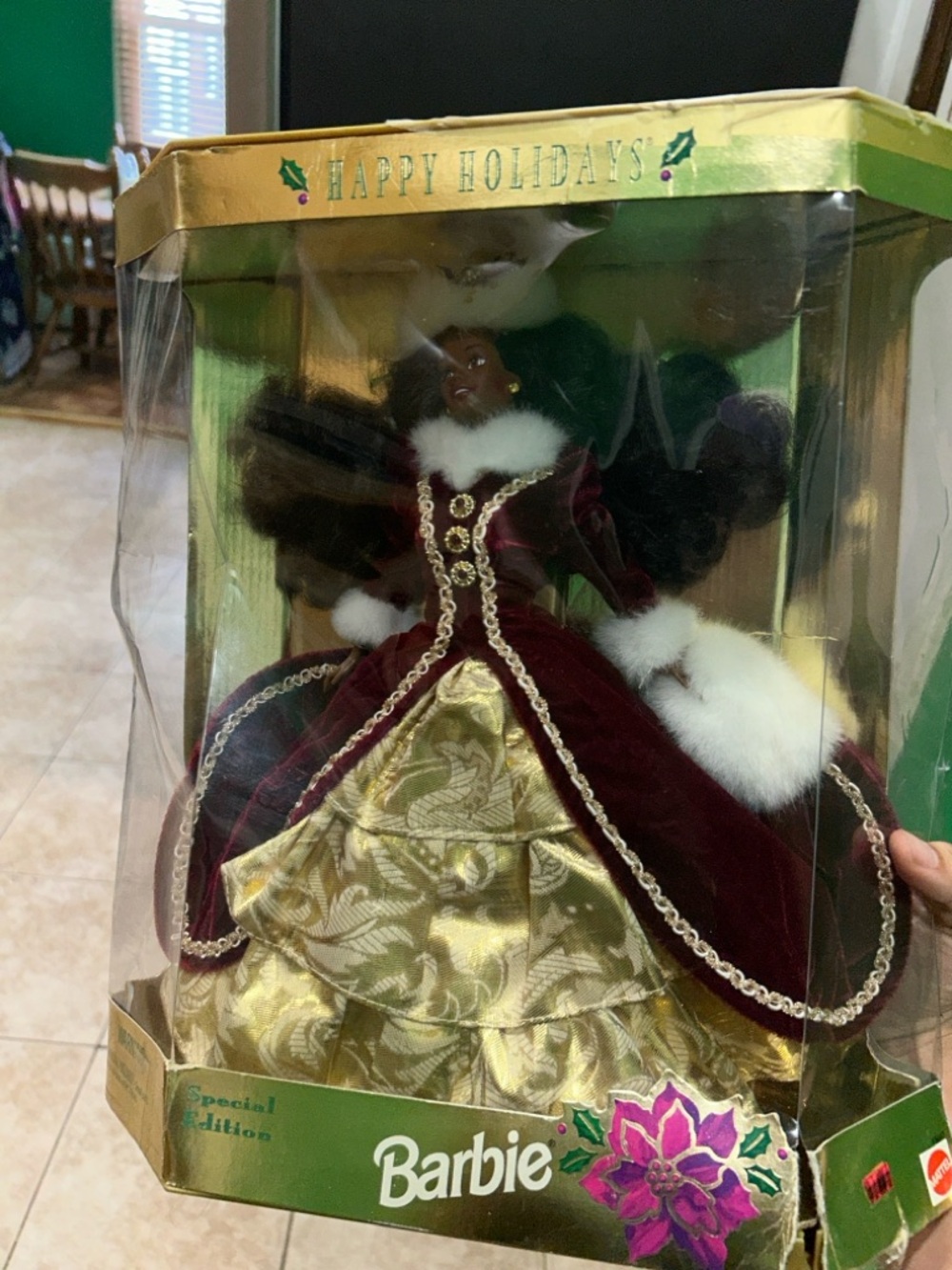 Barbie Burgundy Velvet & Gold Holiday Collectible Doll